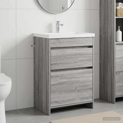 vidaXL Bathroom Under Sink Cabinet Grey Sonoma 56 x 37.5 x 81 cm 1