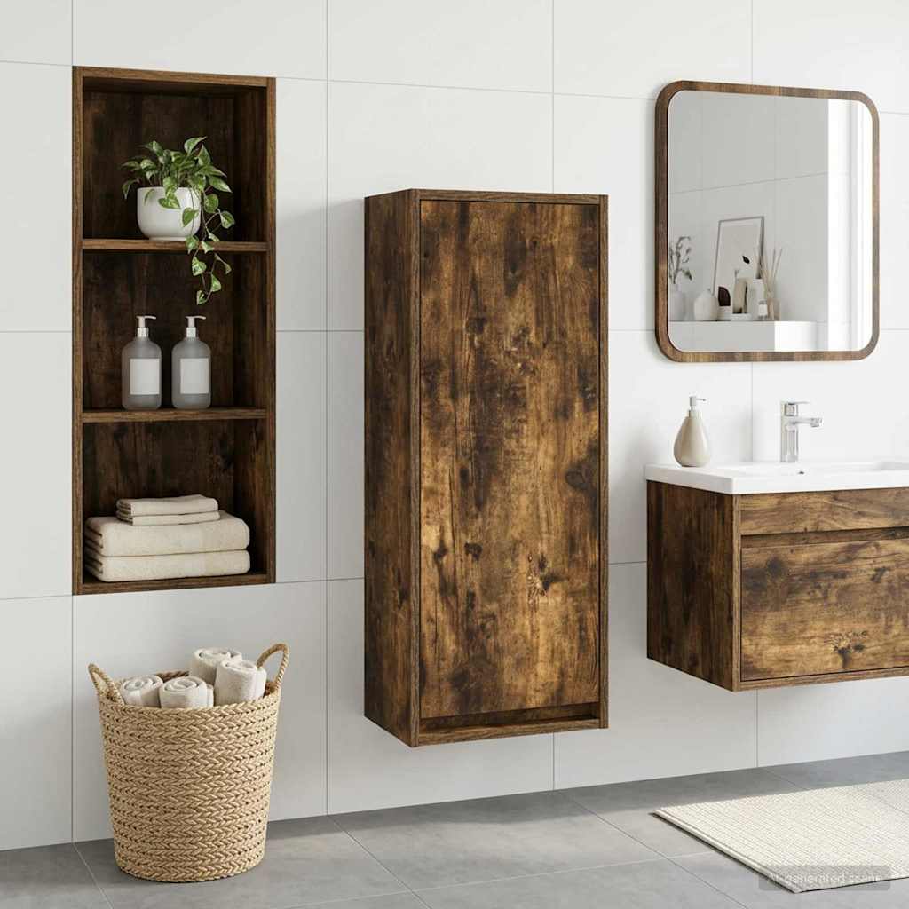 vidaXL Wall-mounted Sink Vanity Smoked Oak 35 x 20 x 81 cm 1