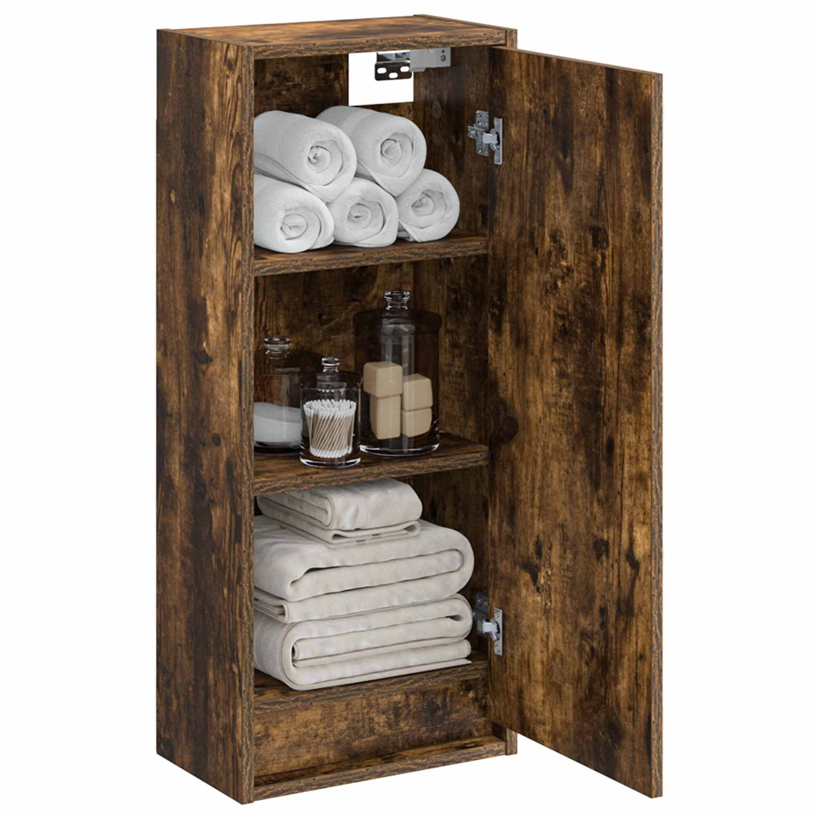 vidaXL Wall-mounted Sink Vanity Smoked Oak 35 x 20 x 81 cm 3