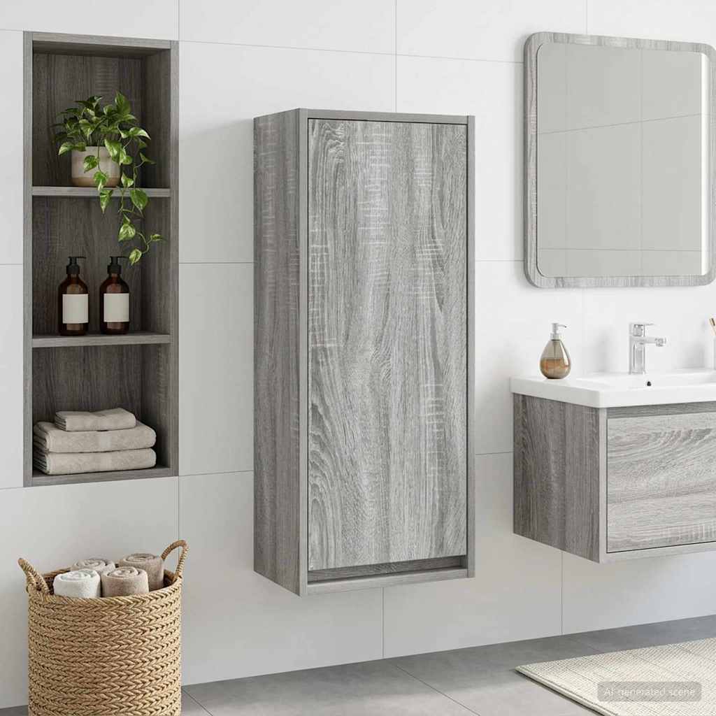 vidaXL Wall-mounted Sink Vanity Grey Sonoma 35 x 20 x 81 cm 1