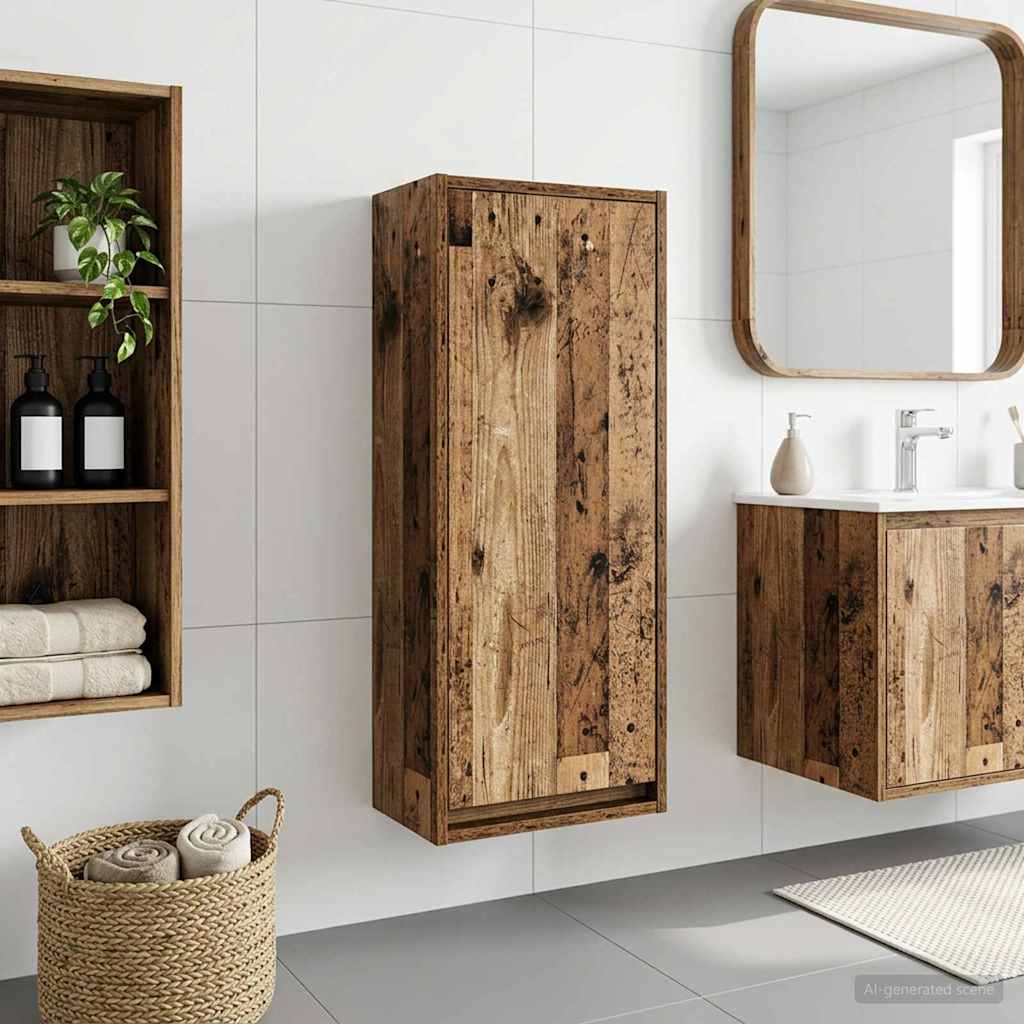 vidaXL Wall-mounted Sink Vanity Old Wood 35 x 20 x 81 cm 1