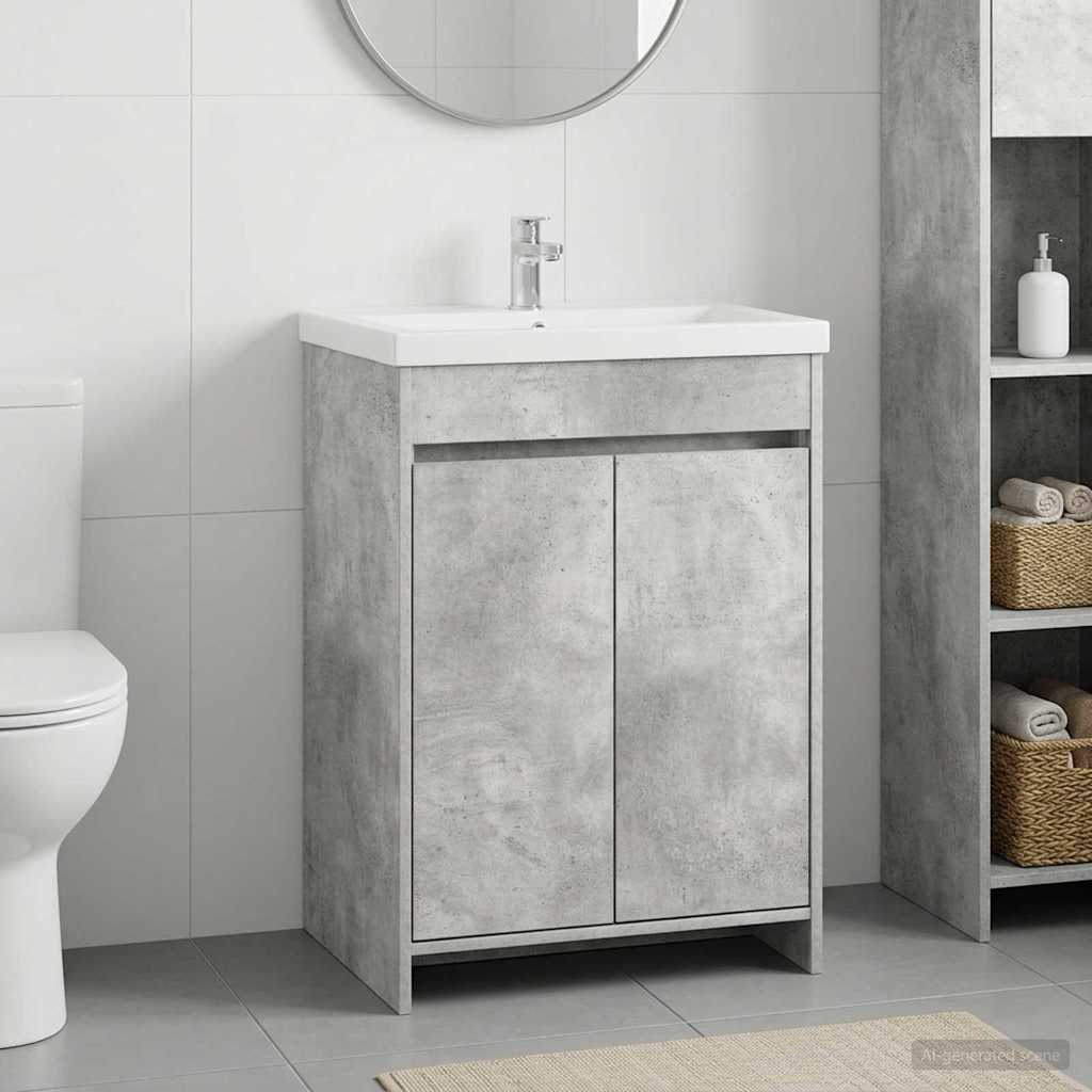 vidaXL Bathroom Under Sink Cabinet Concrete Grey 56 x 37.5 x 81 cm 1