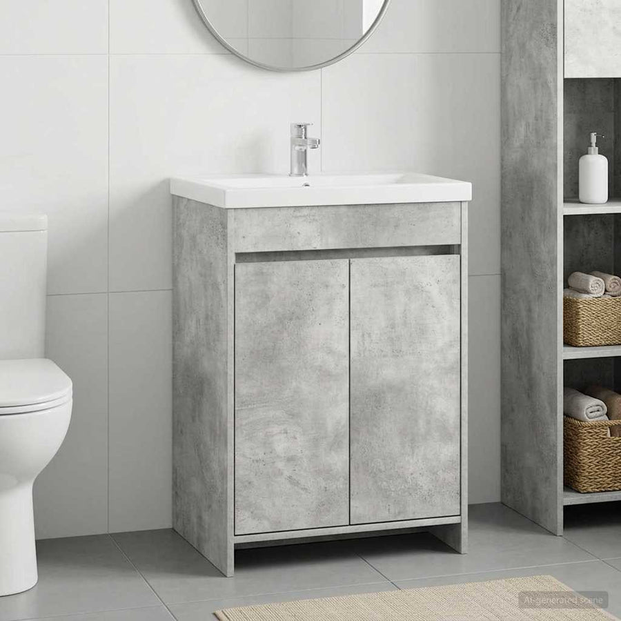 vidaXL Bathroom Under Sink Cabinet Concrete Grey 56 x 37.5 x 81 cm 1