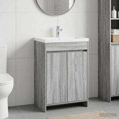 vidaXL Bathroom Under Sink Cabinet Grey Sonoma 56 x 37.5 x 81 cm 1