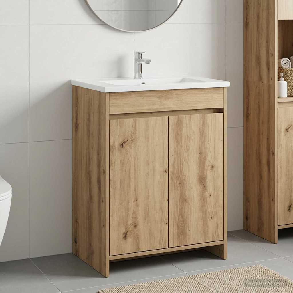 vidaXL Bathroom Under Sink Cabinet Artisan Oak 56 x 37.5 x 81 cm 1