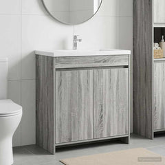 vidaXL Bathroom Under Sink Cabinet Grey Sonoma 78.5 x 37.5 x 81 cm 1