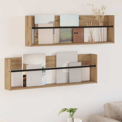 vidaXL Magazine Rack with Shelf 2 pcs Artisan Oak 100 x 12 x 30 cm 1