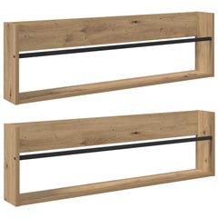 vidaXL Magazine Rack with Shelf 2 pcs Artisan Oak 100 x 12 x 30 cm 2