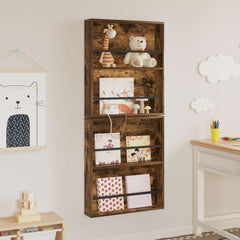 vidaXL Magazine Rack 2 pcs Smoked Oak 60 x 12 x 70 cm Engineered Wood 4