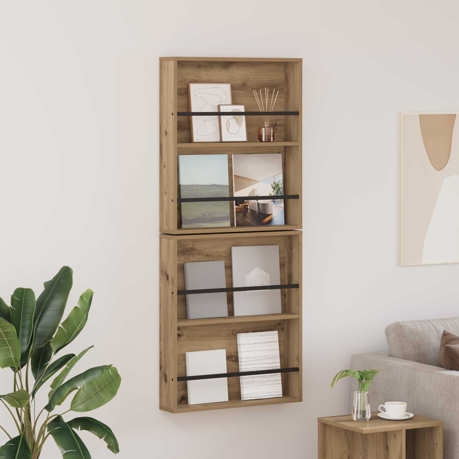 vidaXL Magazine Rack 2 pcs Artisan Oak 60 x 12 x 70 cm Engineered Wood 1