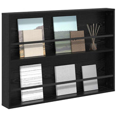 vidaXL Magazine Rack Black Oak 100 x 12 x 70 cm Engineered Wood 3