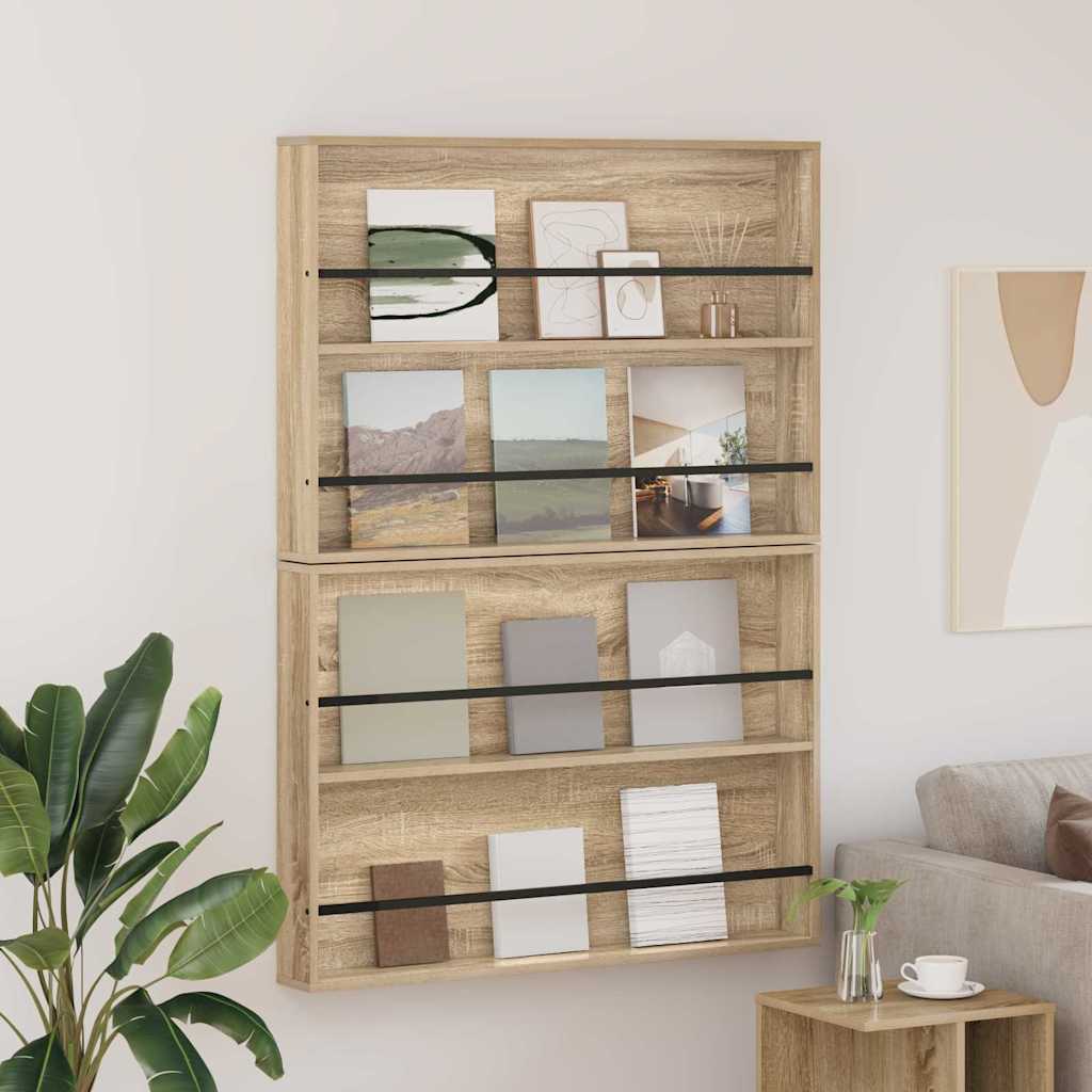 Magazine Rack Engineered Wood 2 pcs in Sonoma Oak