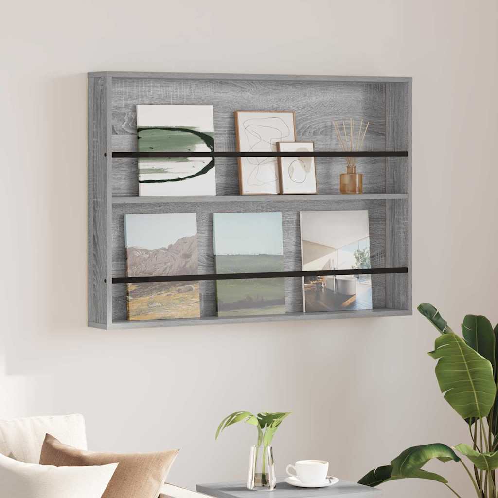 vidaXL Magazine Rack Grey Sonoma 100 x 12 x 70 cm Engineered Wood 1