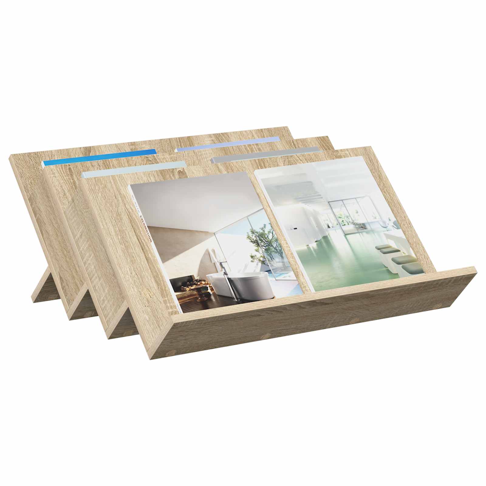 vidaXL Magazine Rack Sonoma Oak 65 x 53 x 28.5 cm Engineered Wood 3