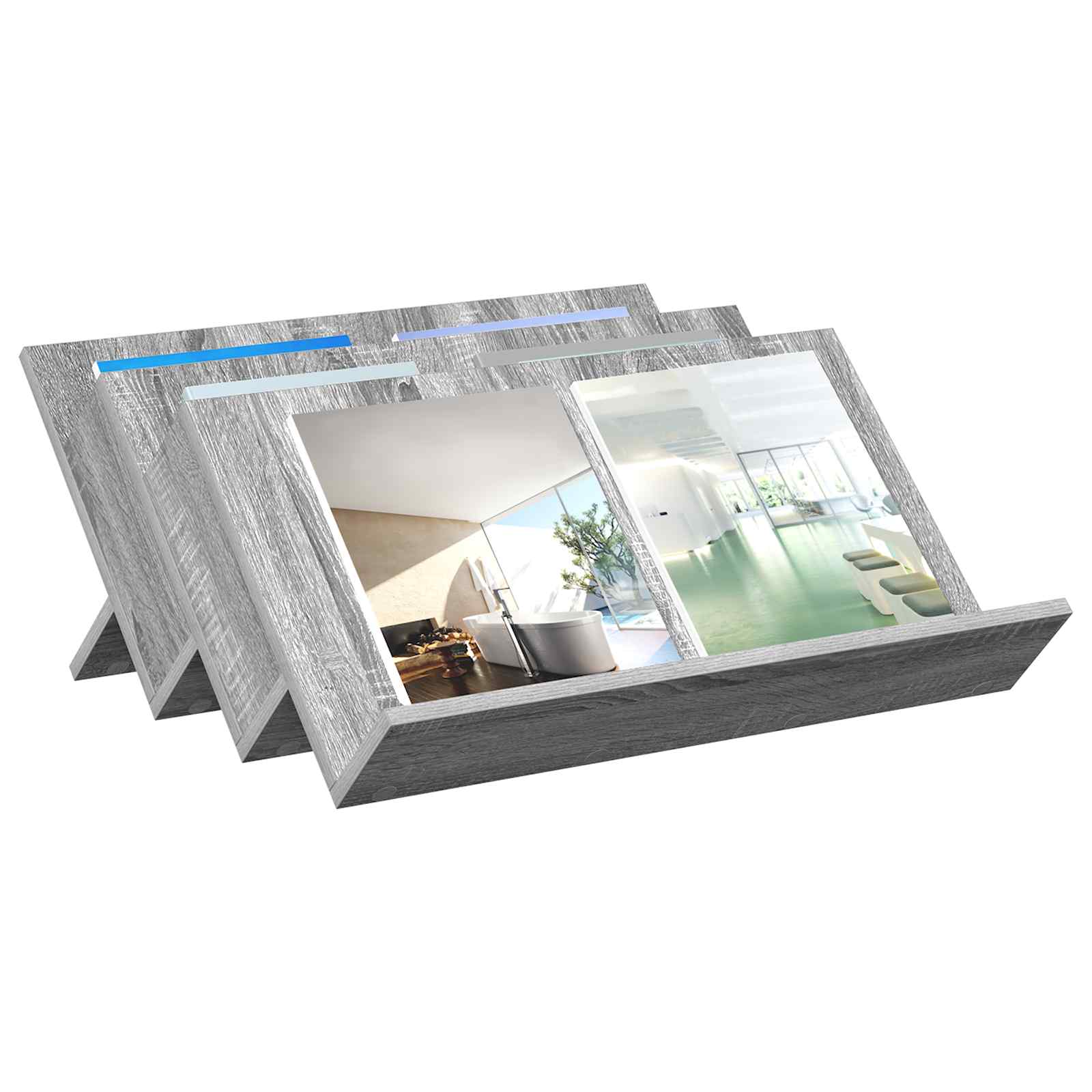 vidaXL Magazine Rack Grey Sonoma 65 x 53 x 28.5 cm Engineered Wood 3