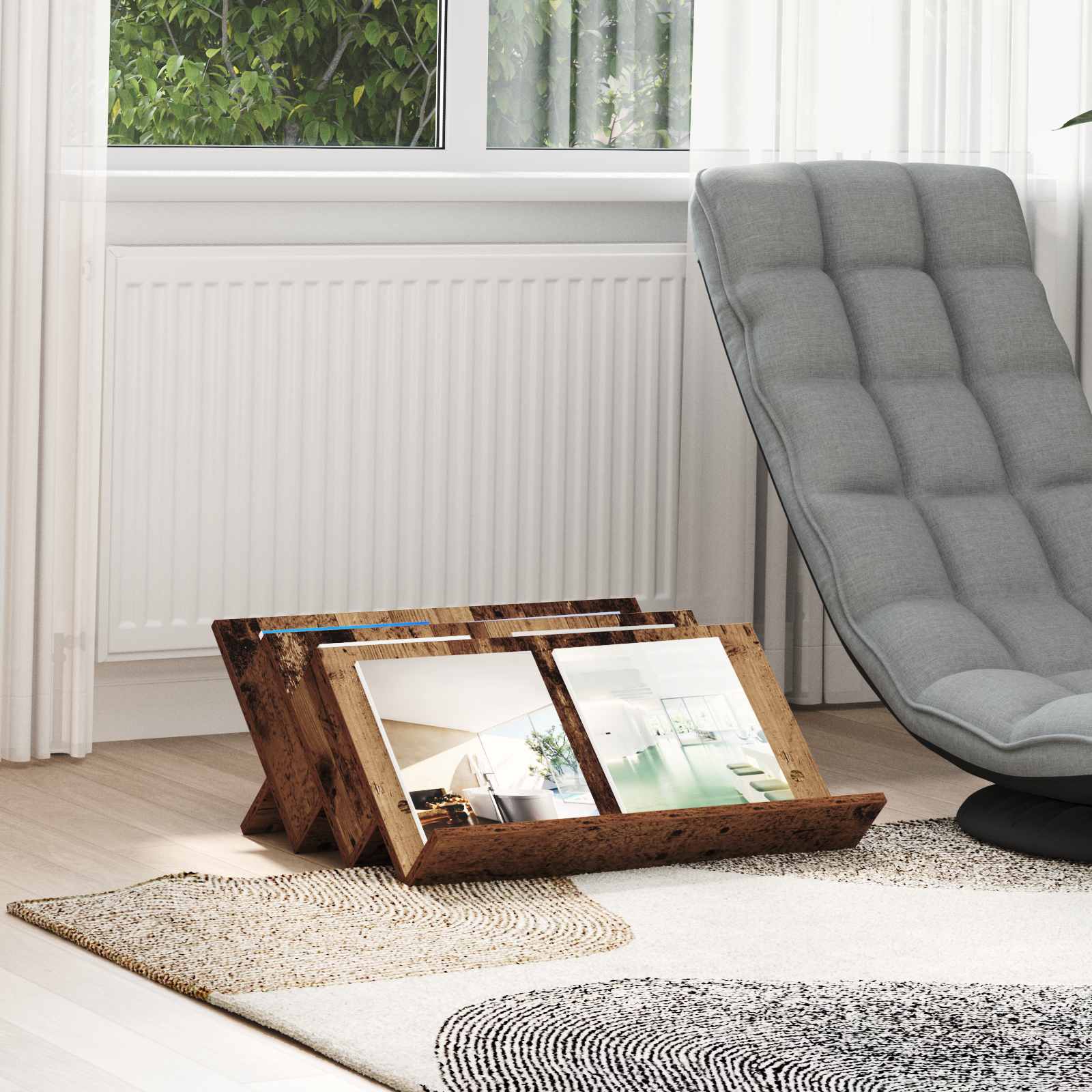 vidaXL Magazine Rack Old Wood 65 x 53 x 28.5 cm Engineered Wood 1