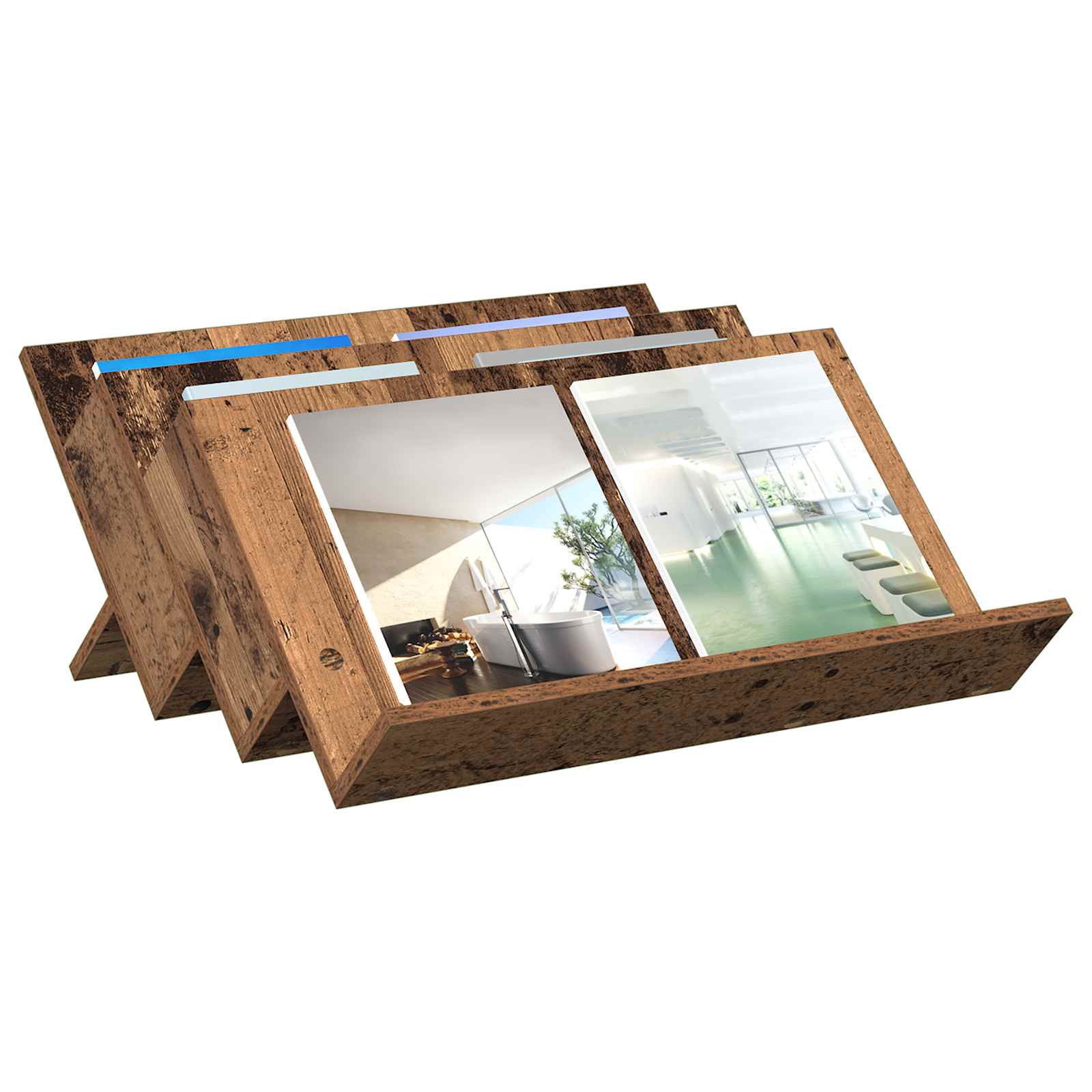 vidaXL Magazine Rack Old Wood 65 x 53 x 28.5 cm Engineered Wood 3