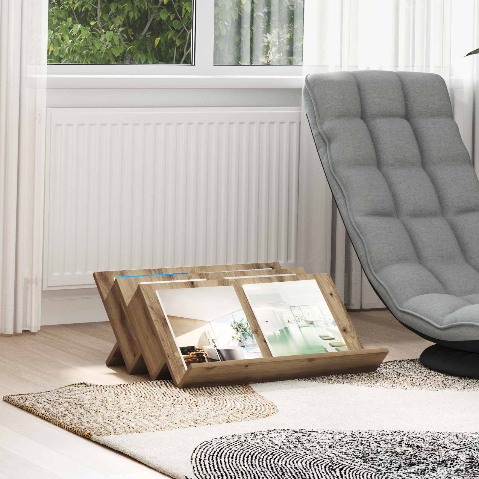vidaXL Magazine Rack Artisan Oak 65 x 53 x 28.5 cm Engineered Wood 1