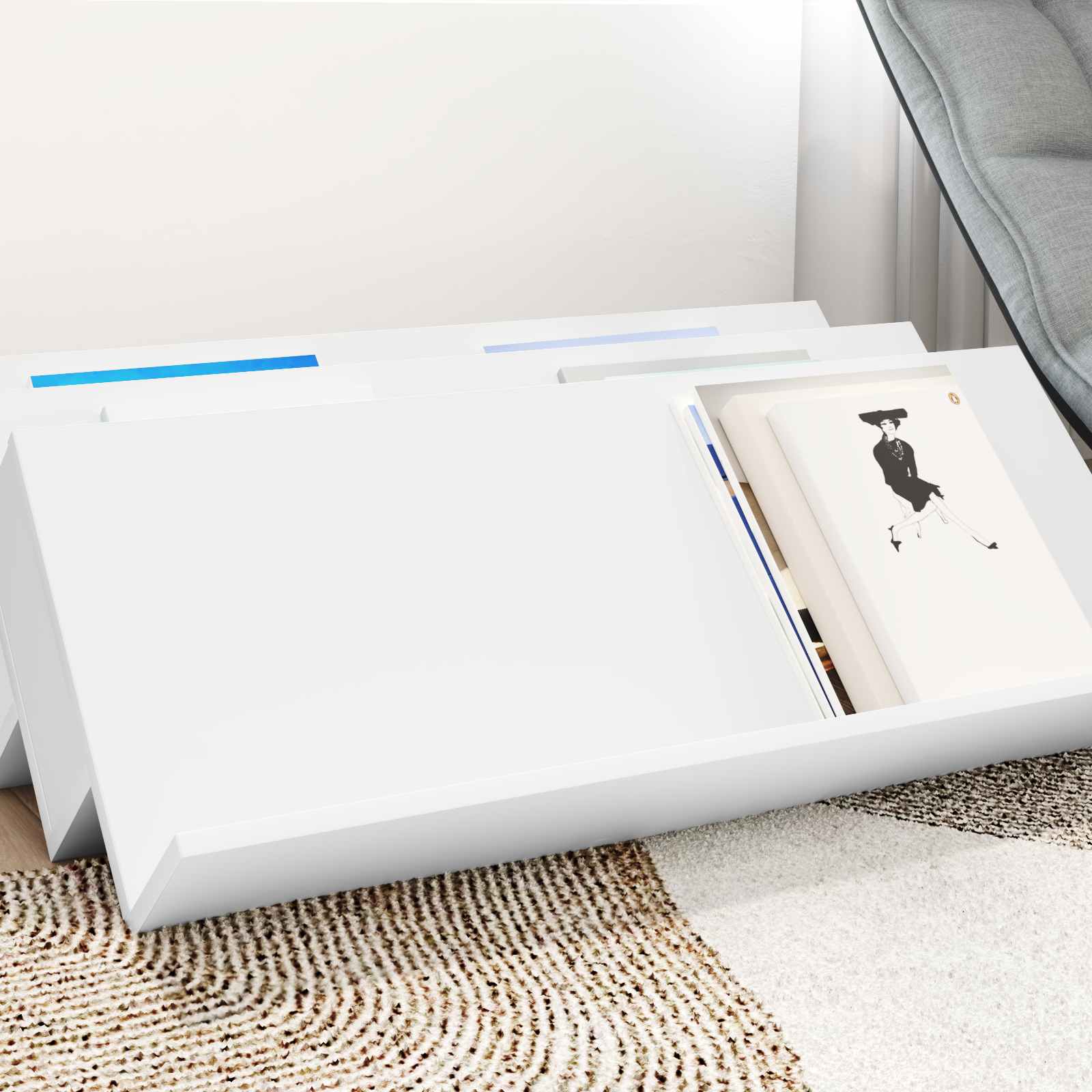 vidaXL Magazine Rack White 90 x 53 x 28.5 cm Engineered Wood 4
