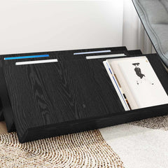 vidaXL Magazine Rack Black Oak 90 x 53 x 28.5 cm Engineered Wood 4