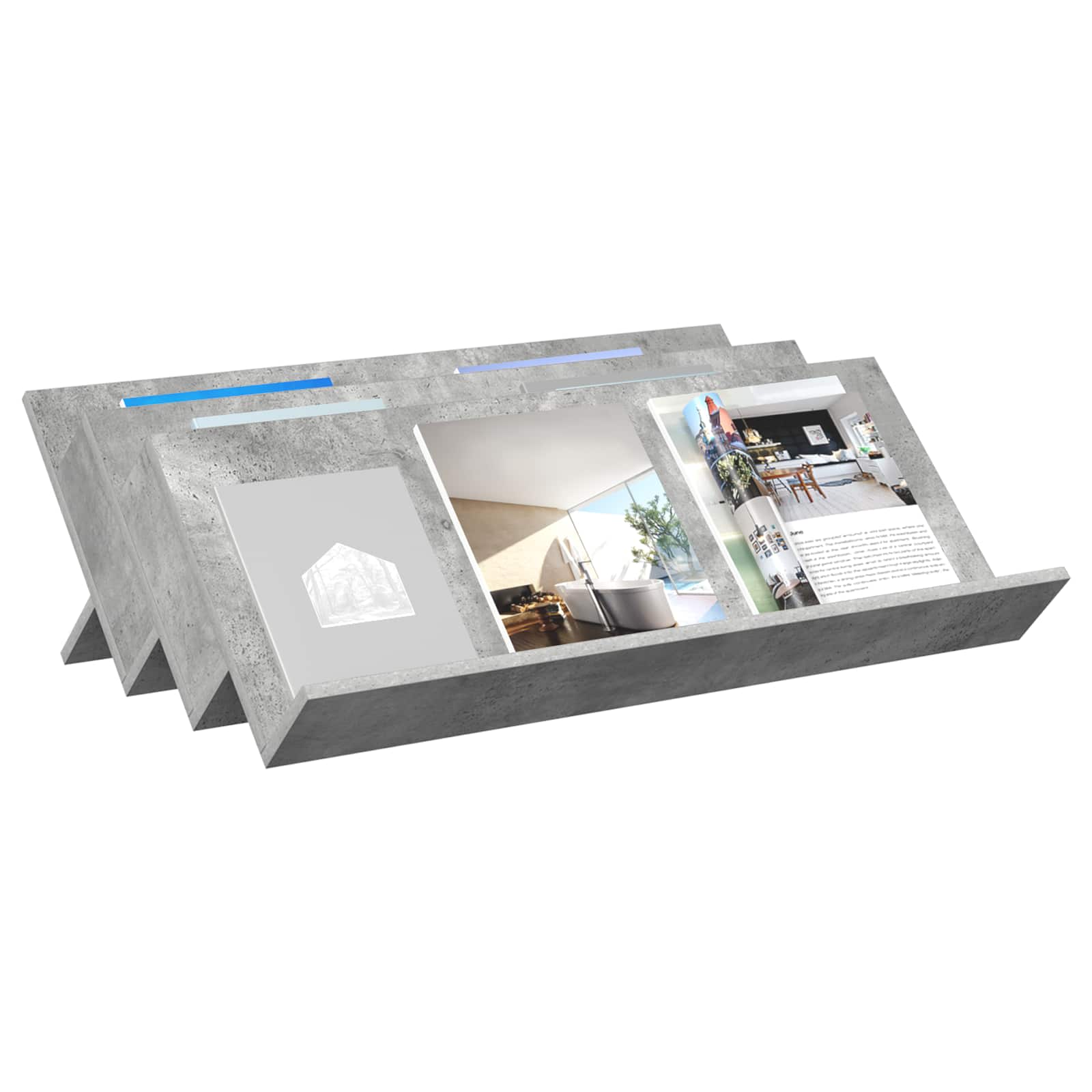 vidaXL Magazine Rack Concerte Grey 90 x 53 x 28.5 cm Engineered Wood 3