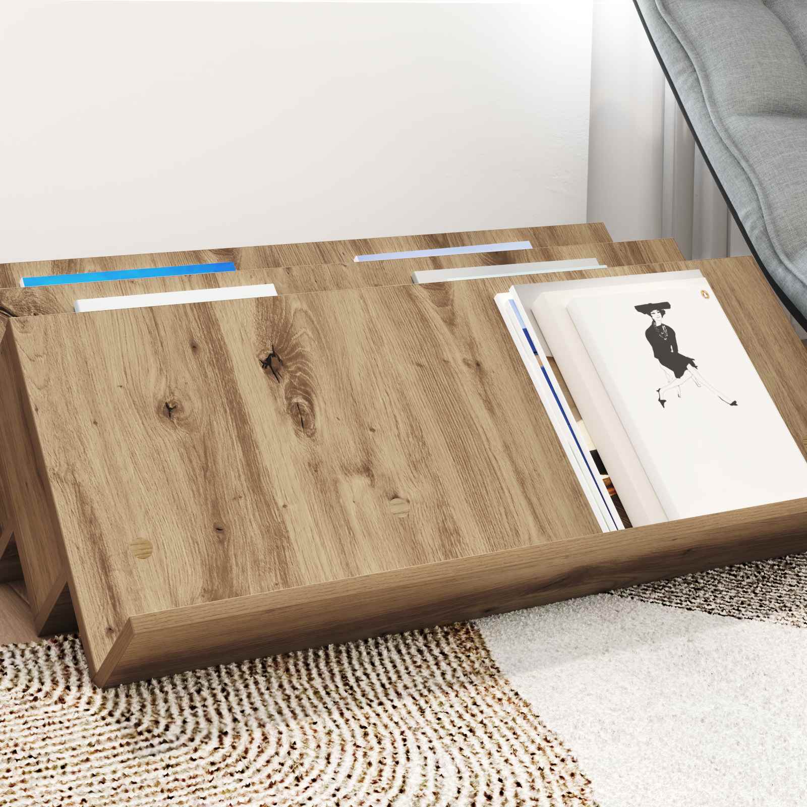 vidaXL Magazine Rack Artisan Oak 90 x 53 x 28.5 cm Engineered Wood 4
