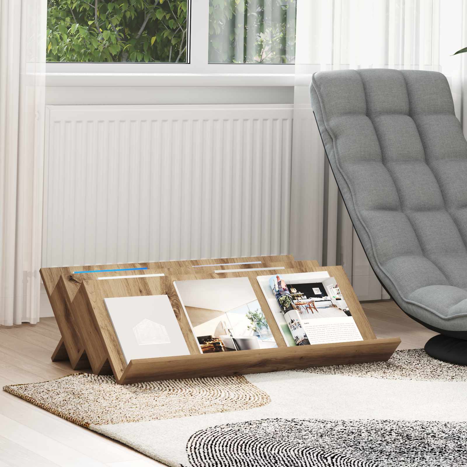 vidaXL Magazine Rack Artisan Oak 90 x 53 x 28.5 cm Engineered Wood 1
