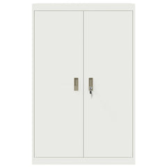 Storage Cabinet Steel Width 90 cm White 140 cm