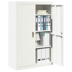 Storage Cabinet Steel Width 90 cm White 140 cm