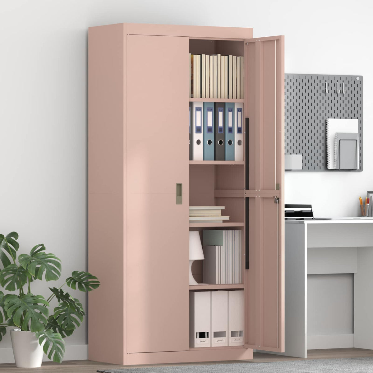 Storage Cabinet Steel Width 80 cm Pink 180 cm