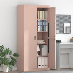 Storage Cabinet Steel Width 80 cm Pink 180 cm