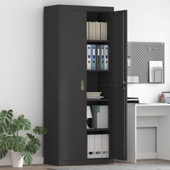 Storage Cabinet Steel Width 80 cm Black 200 cm