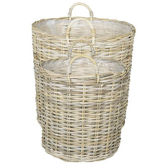Planter Basket GENDT 2 pcs Natural Kubu Rattan Grey