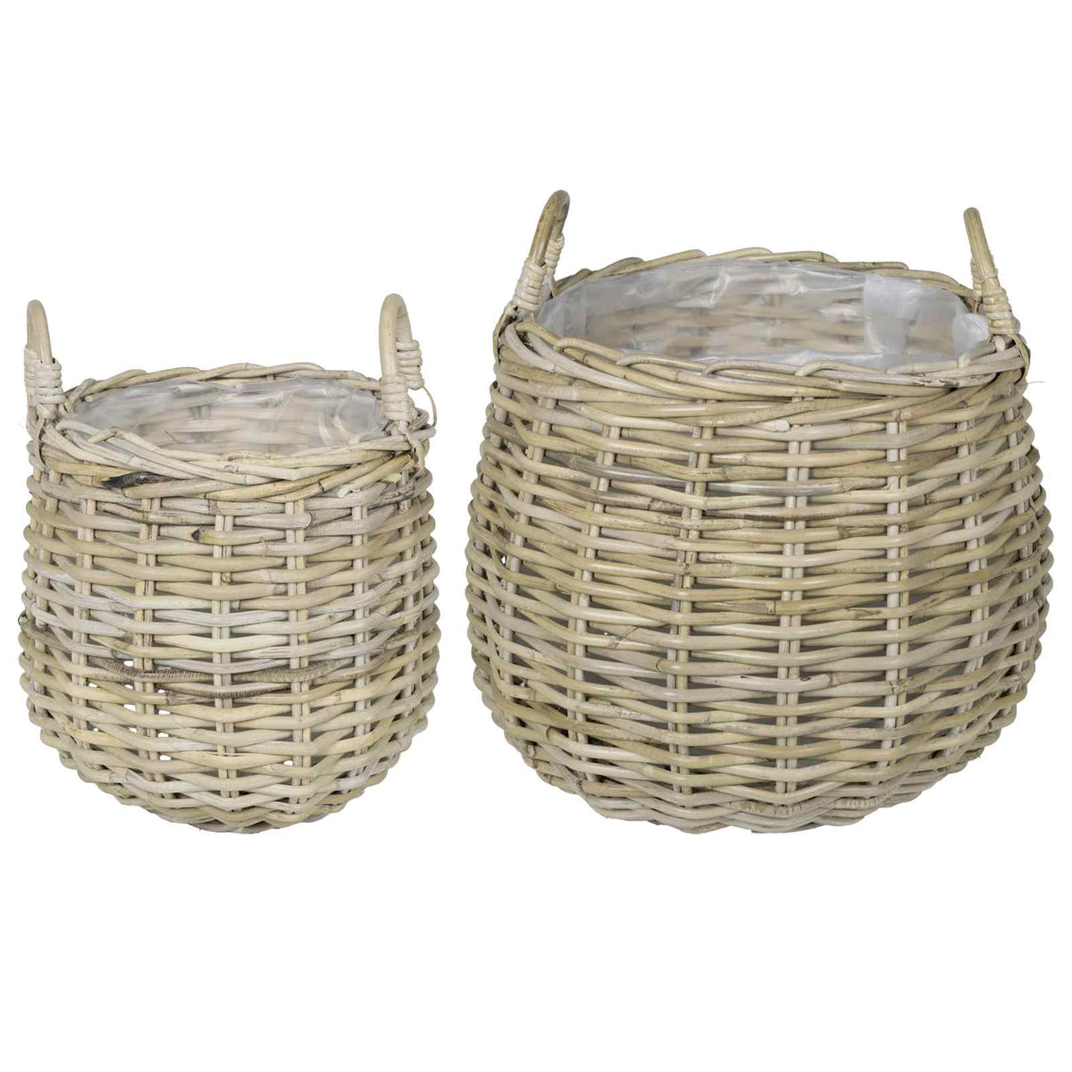Planter Basket GENDT 2 pcs Natural Kubu Rattan Grey