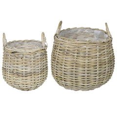 Planter Basket GENDT 2 pcs Natural Kubu Rattan Grey