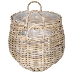 vidaXL Planter Basket GENDT 2 pcs Natural Grey Kubu Rattan 5