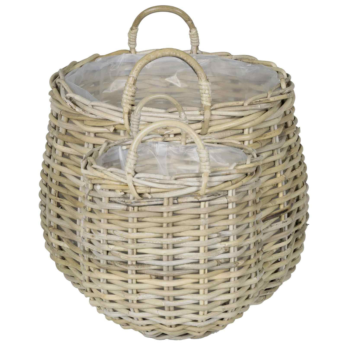 Planter Basket GENDT 2 pcs Natural Kubu Rattan Grey