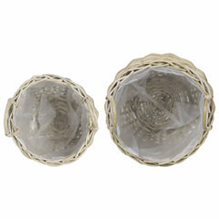 Planter Basket GENDT 2 pcs Natural Kubu Rattan Grey