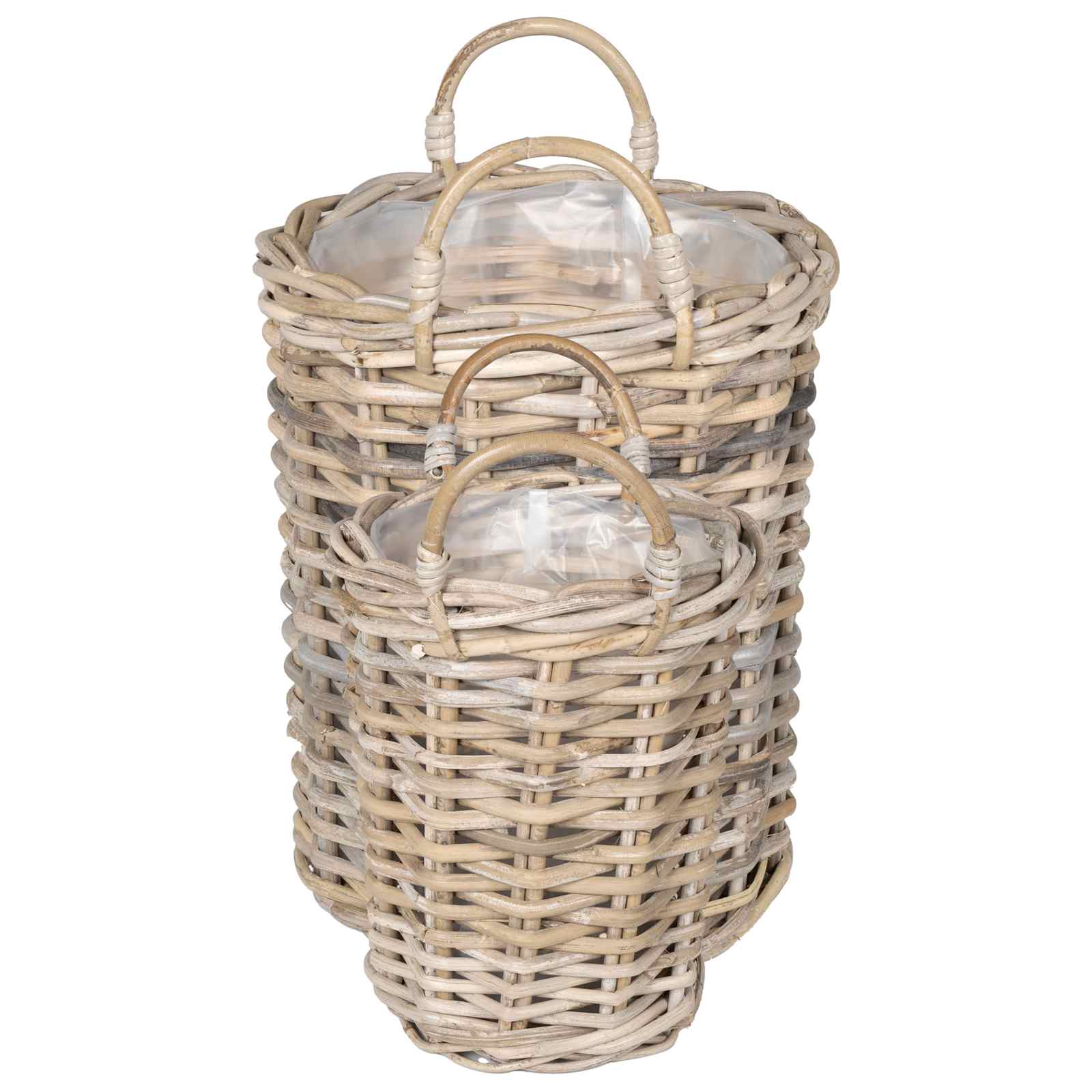 vidaXL Planter Basket GENDT 2 pcs Natural Grey Kubu Rattan 5