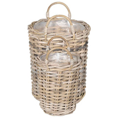 vidaXL Planter Basket GENDT 2 pcs Natural Grey Kubu Rattan 5