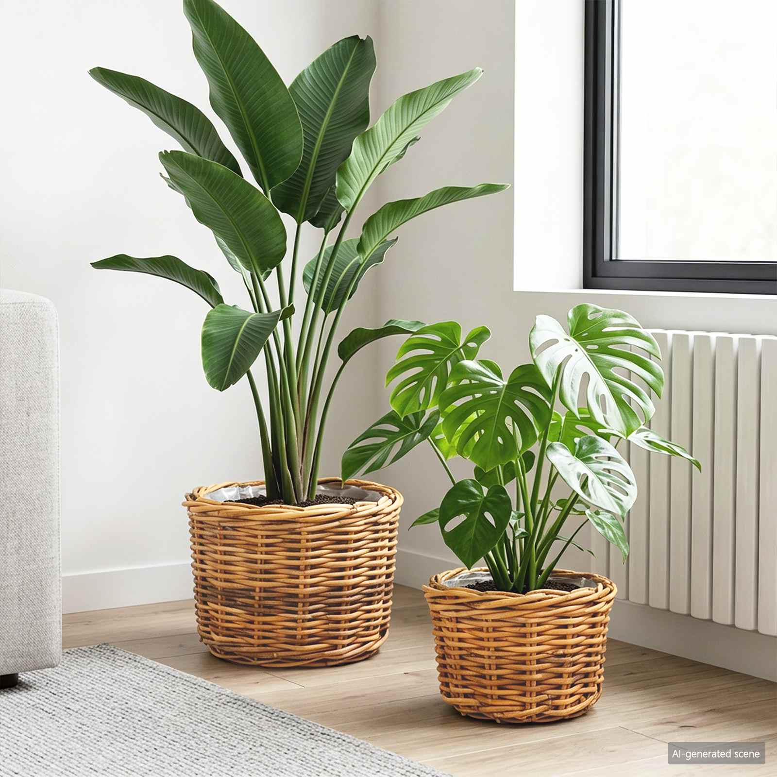vidaXL Planter Basket GENDT 2 pcs Natural Brown Kubu Rattan 1
