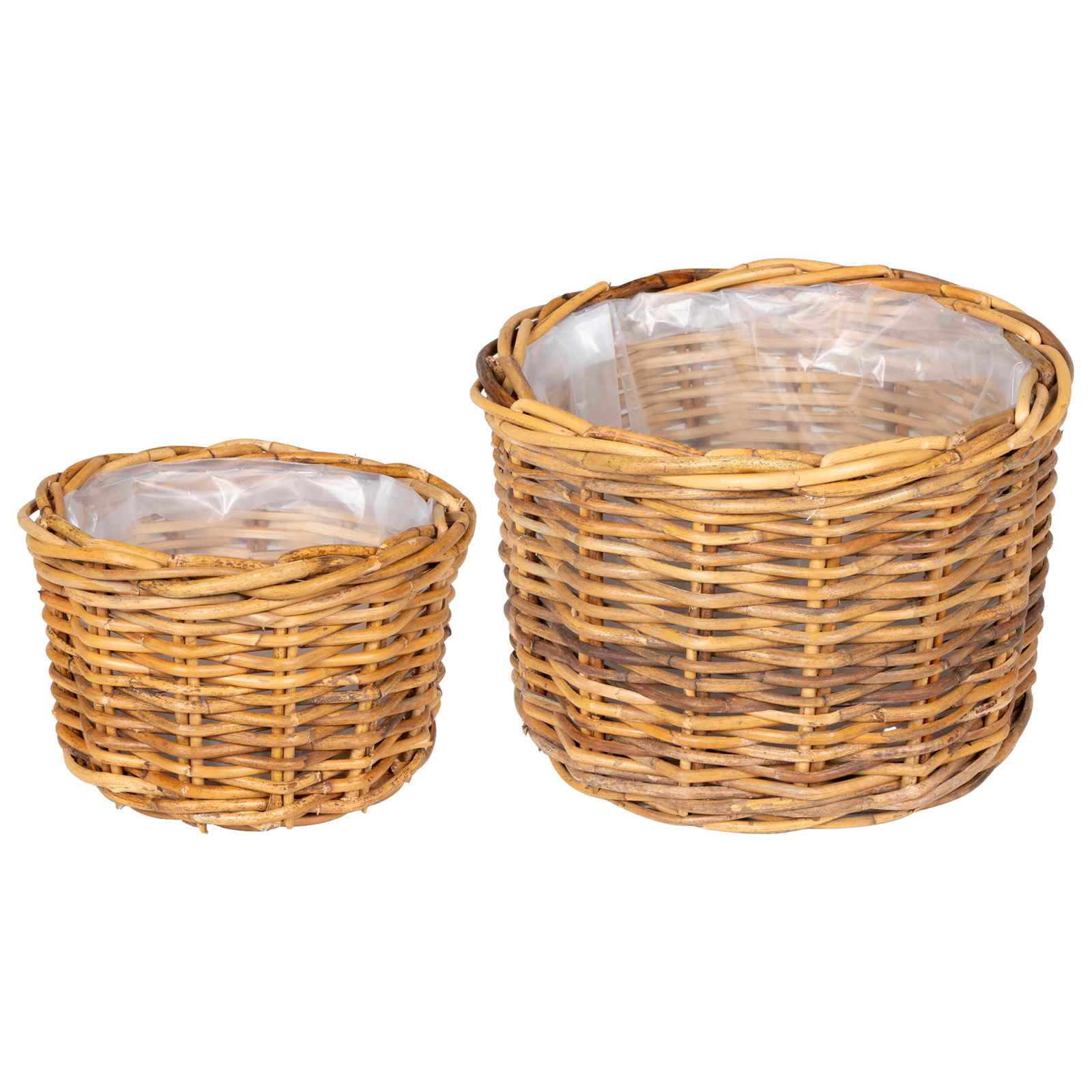 vidaXL Planter Basket GENDT 2 pcs Natural Brown Kubu Rattan 2