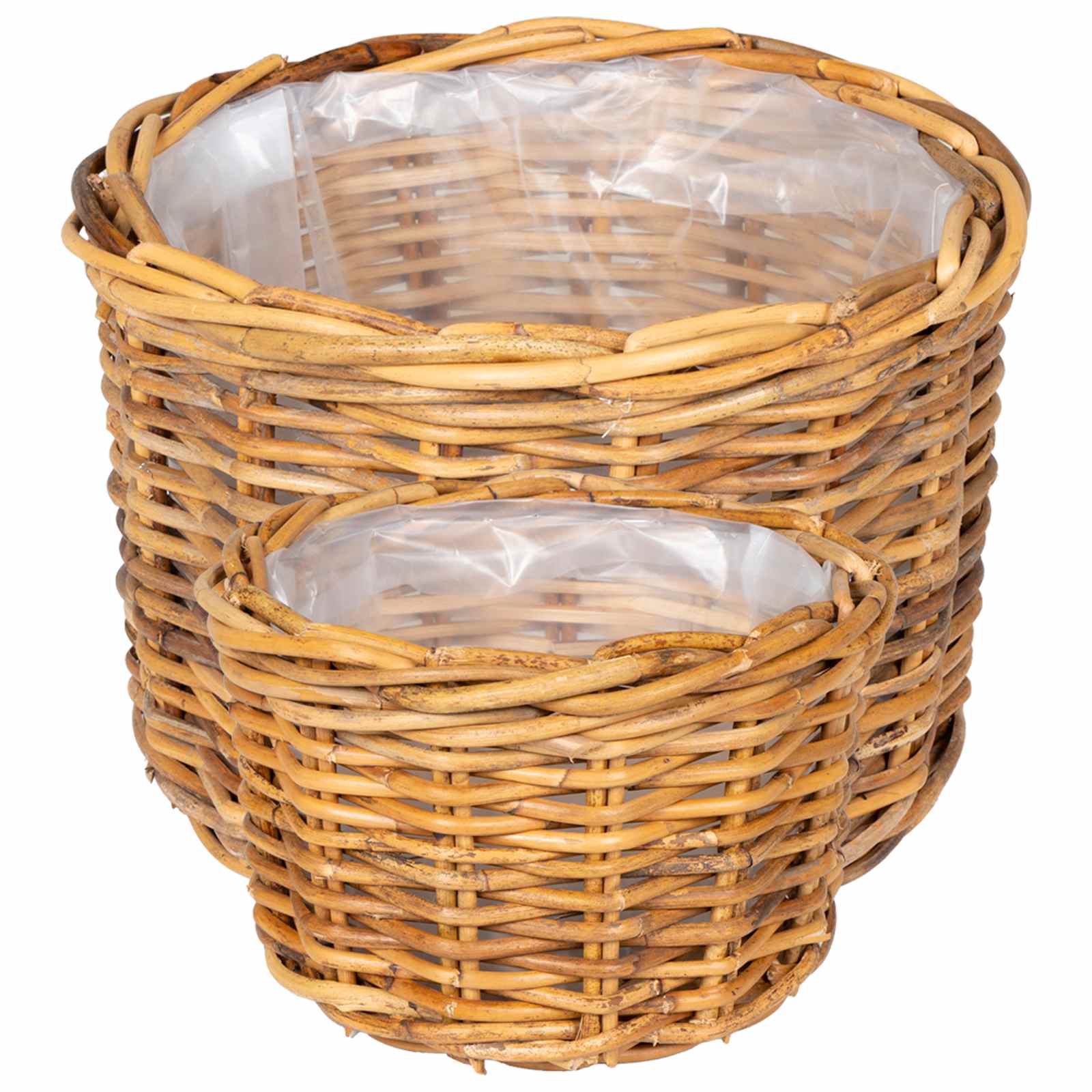 vidaXL Planter Basket GENDT 2 pcs Natural Brown Kubu Rattan 5