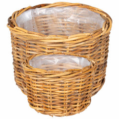 vidaXL Planter Basket GENDT 2 pcs Natural Brown Kubu Rattan 5