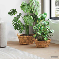 Planter Basket GENDT 2 pcs Natural Kubu Rattan Brown
