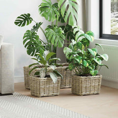 Planter Basket GENDT 3 pcs Natural Kubu Rattan Grey