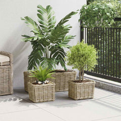 Planter Basket GENDT 3 pcs Natural Kubu Rattan Grey