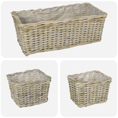 Planter Basket GENDT 3 pcs Natural Kubu Rattan Grey