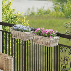 vidaXL Hanging Planter Basket GENDT 2 pcs Natural Grey 48 x 22 x 15 cm 1