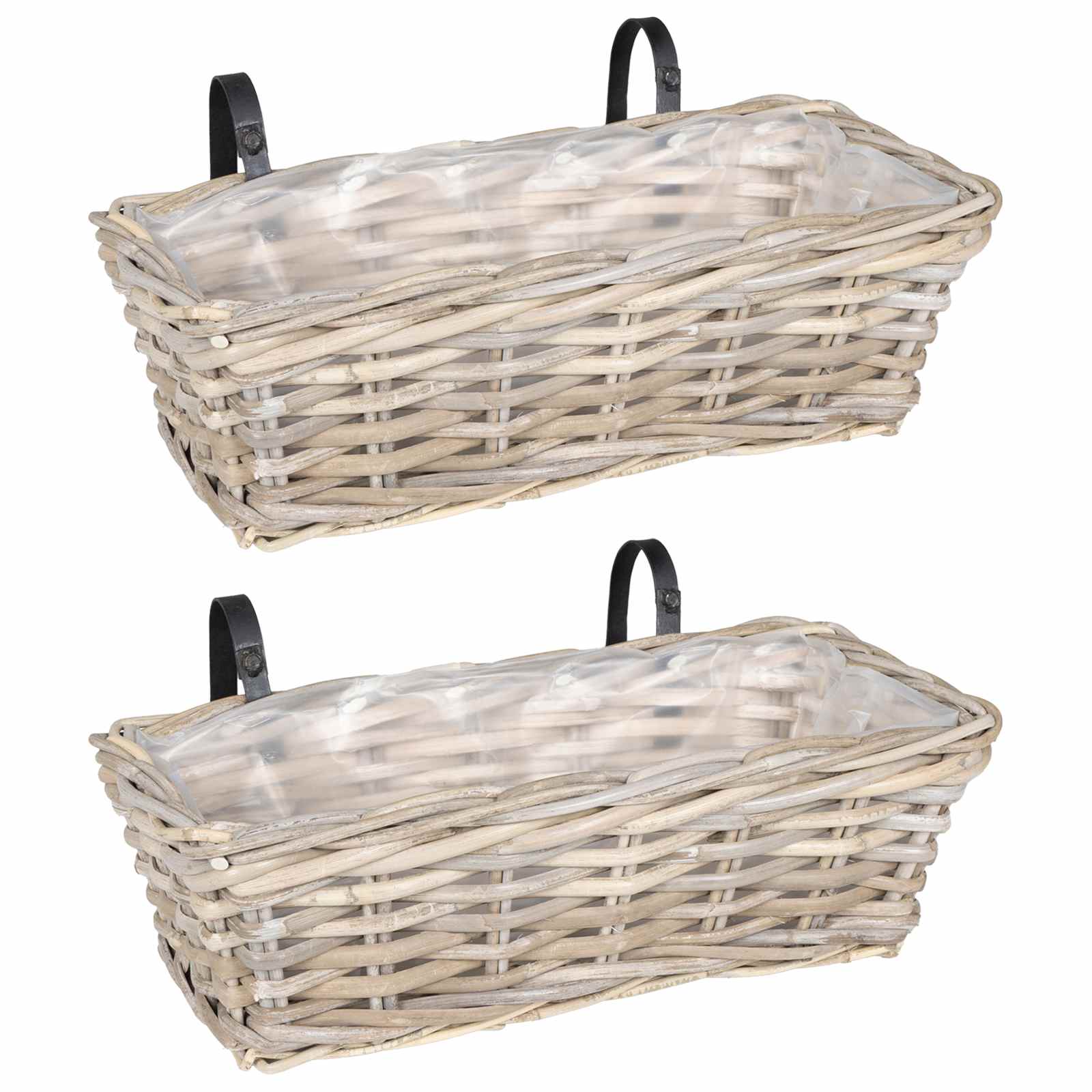 vidaXL Hanging Planter Basket GENDT 2 pcs Natural Grey 48 x 22 x 15 cm 2